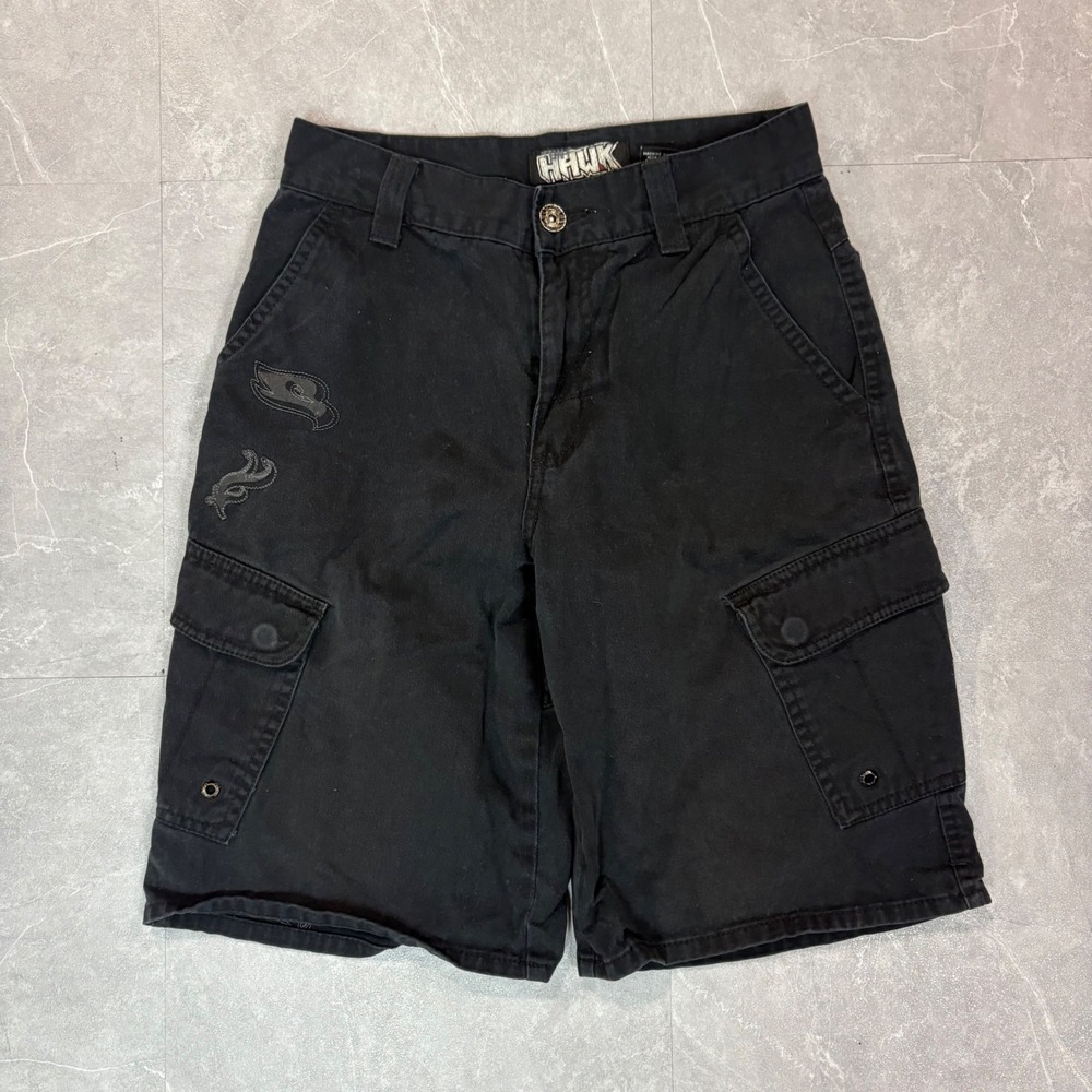Tony Hawk Boys Black Cargo Skate Shorts Size 12 Embroidered Cotton Twill